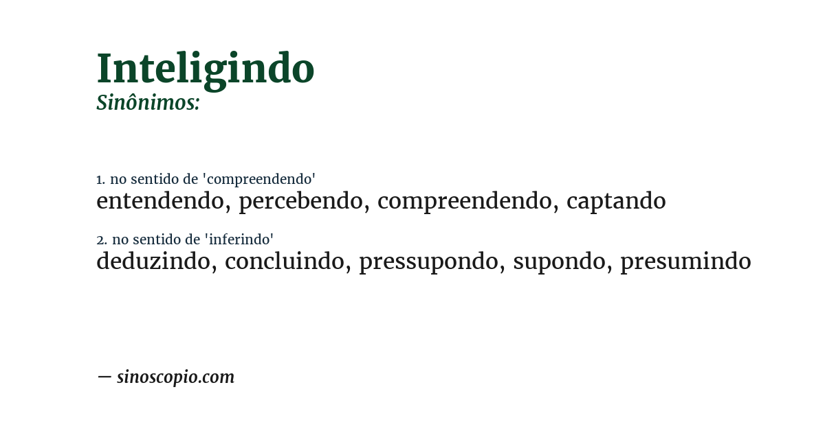 Sinônimo de inteligindo