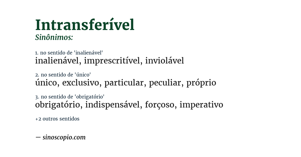 Sinônimo de intransferível