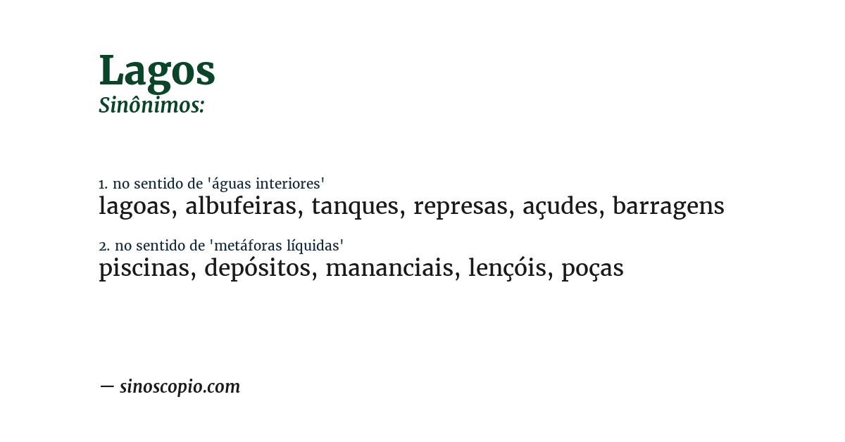 Sinônimo de lagos