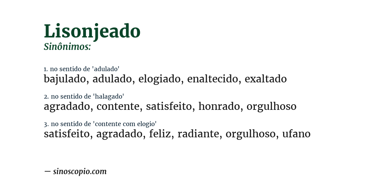 Sinônimo de lisonjeado