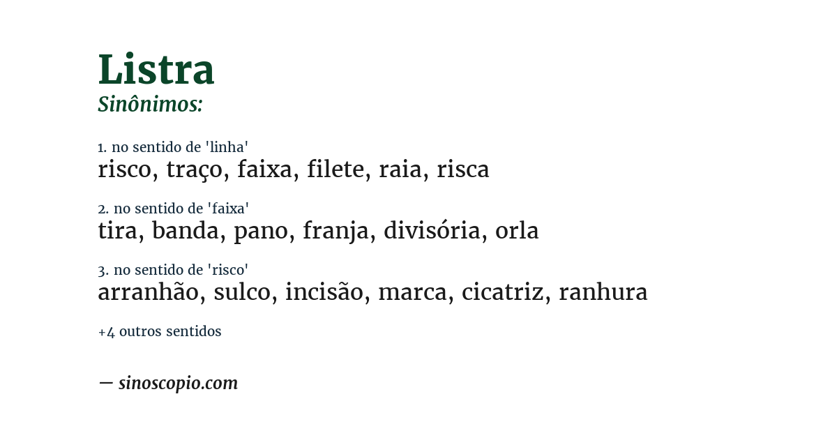 Sinônimo de listra