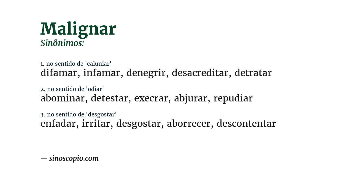 Sinônimo de malignar