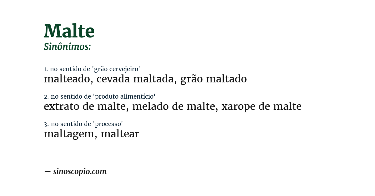 Sinônimo de malte