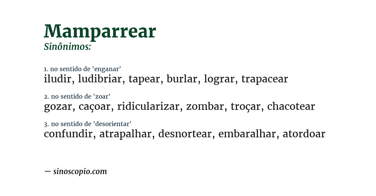 Sinônimo de mamparrear