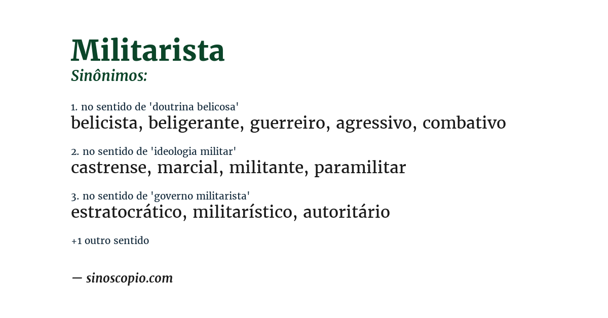 Sinônimo de militarista