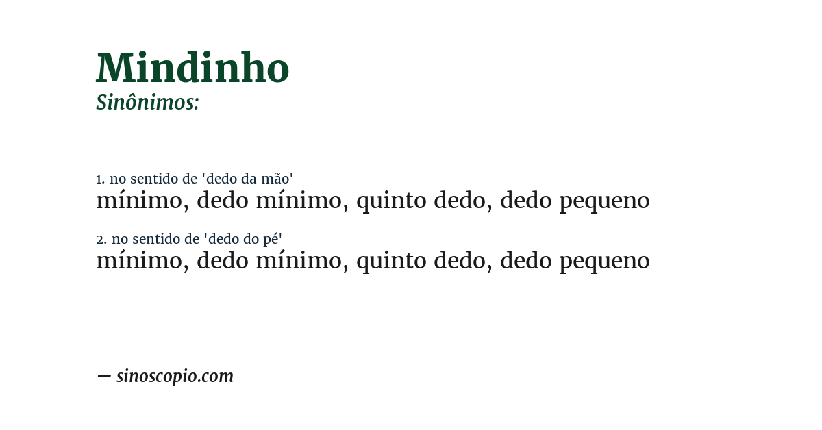 Sinônimo de mindinho