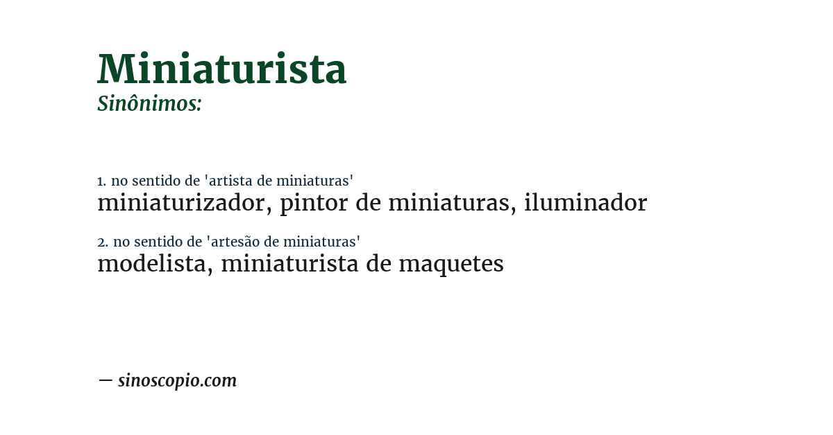 Sinônimo de miniaturista