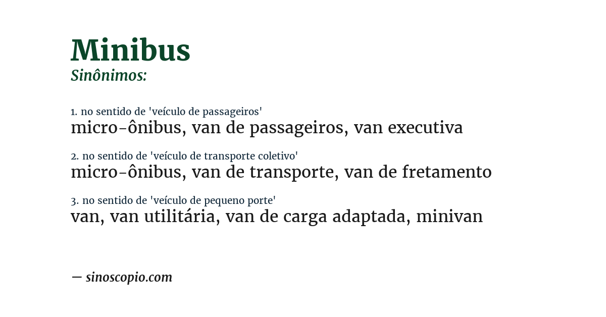 Sinônimo de minibus