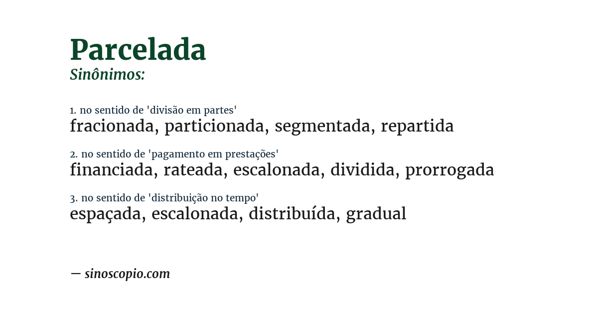 Sinônimo de parcelada