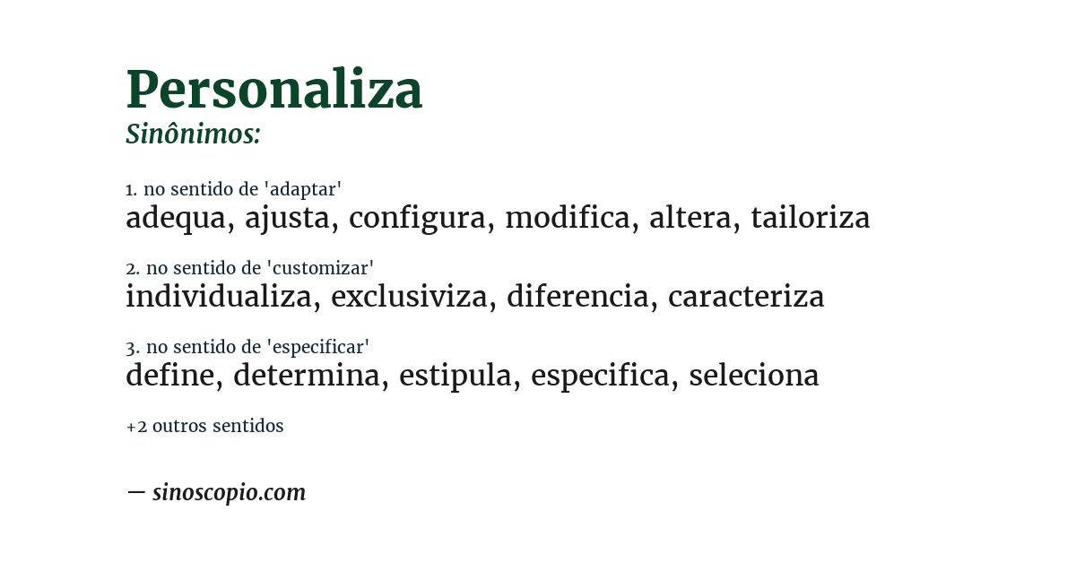 Sinônimo de personaliza