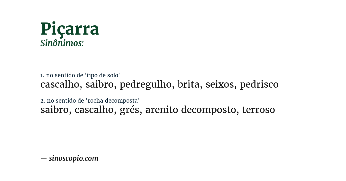Sinônimo de piçarra