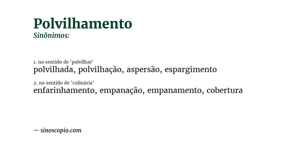 Sinônimo de polvilhamento