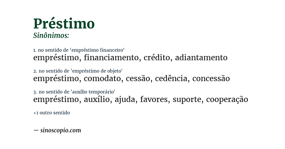 Sinônimo de préstimo