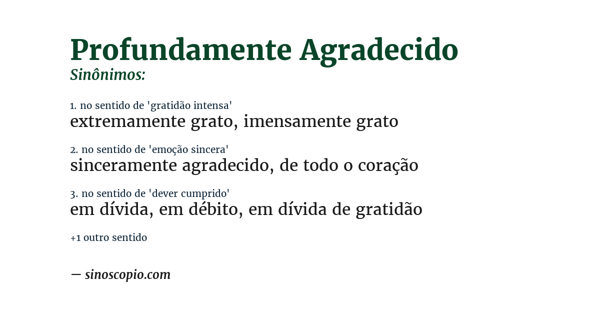 Sinônimo de profundamente agradecido