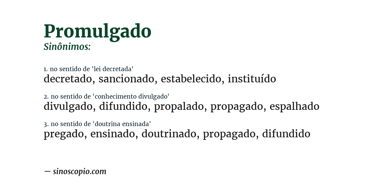Sinônimo de promulgado