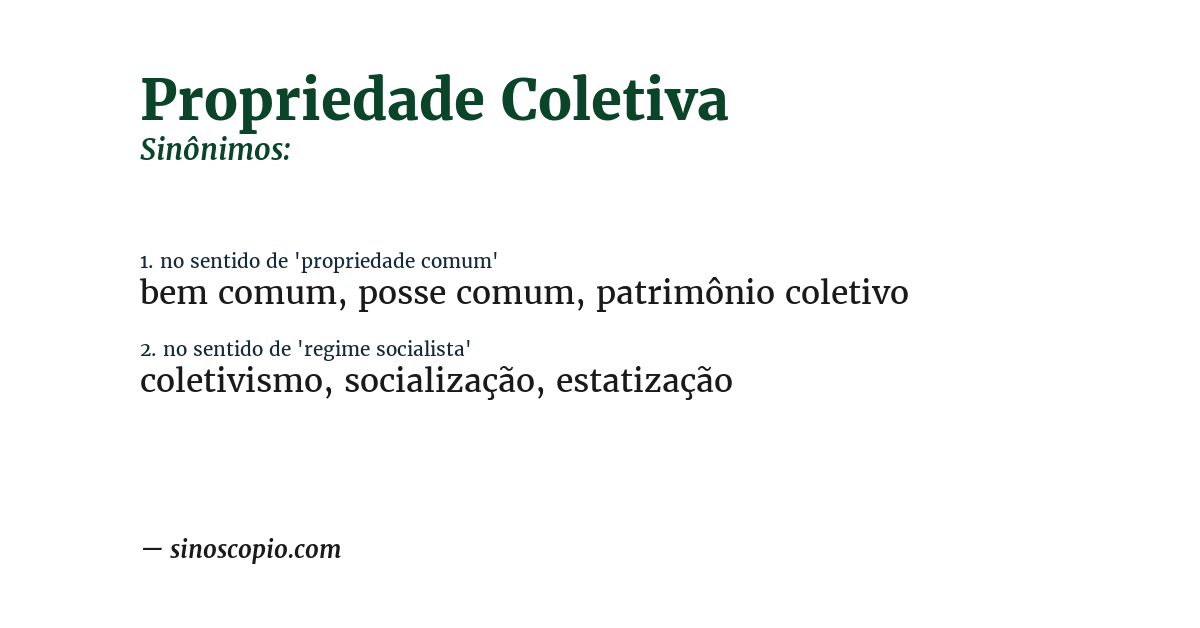 Sinônimo de propriedade coletiva