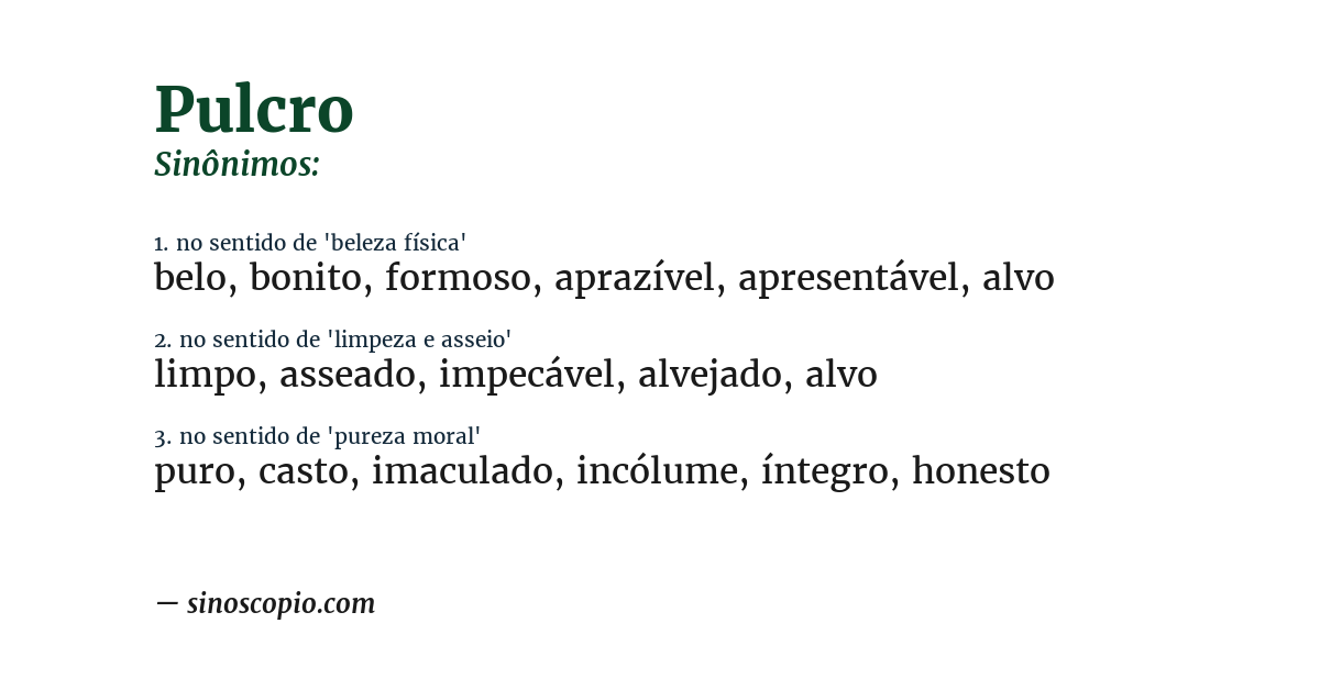 Sinônimo de pulcro