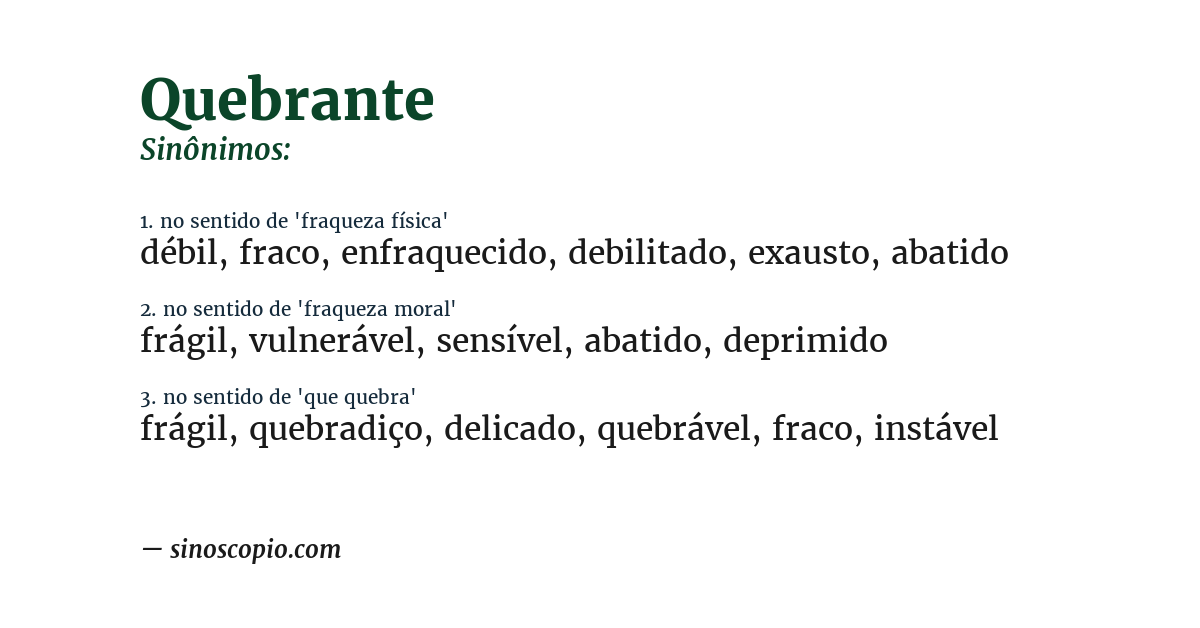 Sinônimo de quebrante