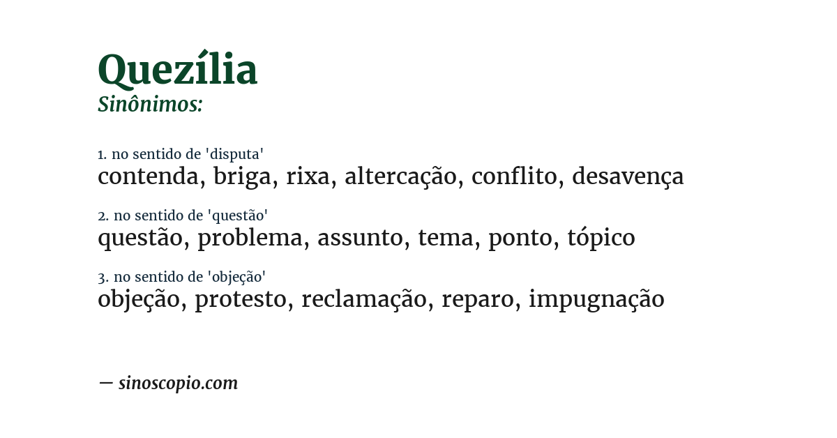 Sinônimo de quezília