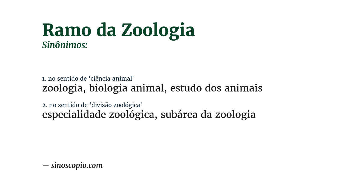 Sinônimo de ramo da zoologia