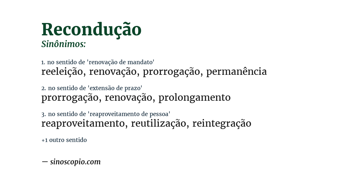 Sinônimo de recondução