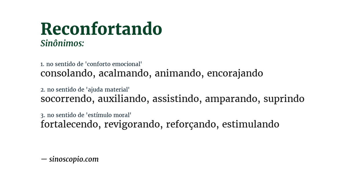 Sinônimo de reconfortando