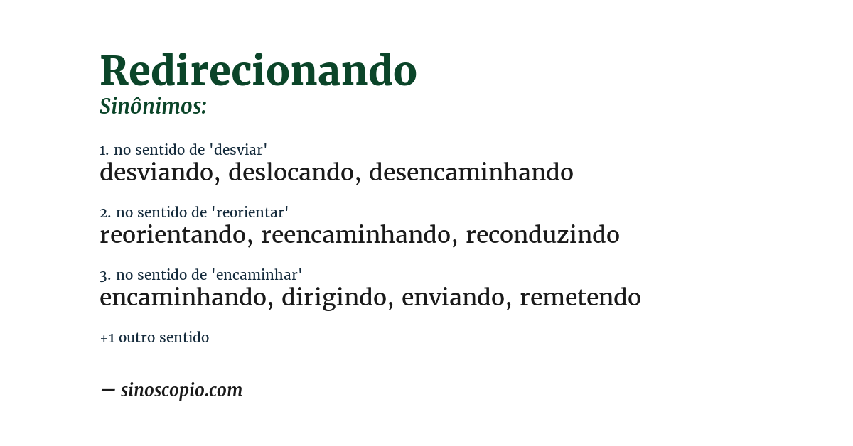Sinônimo de redirecionando