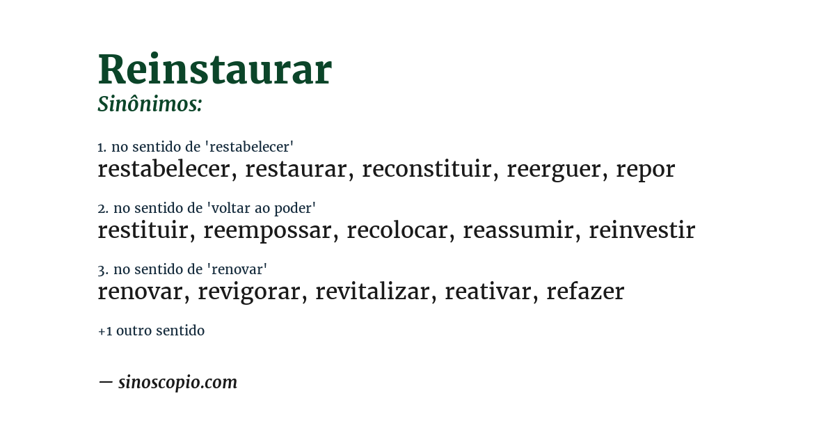 Sinônimo de reinstaurar