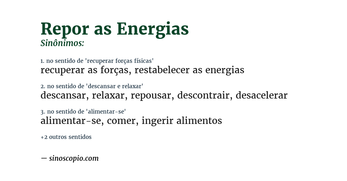 Sinônimo de repor as energias