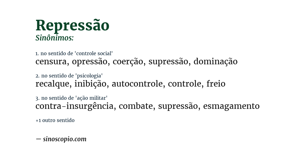 Sinônimo de repressão