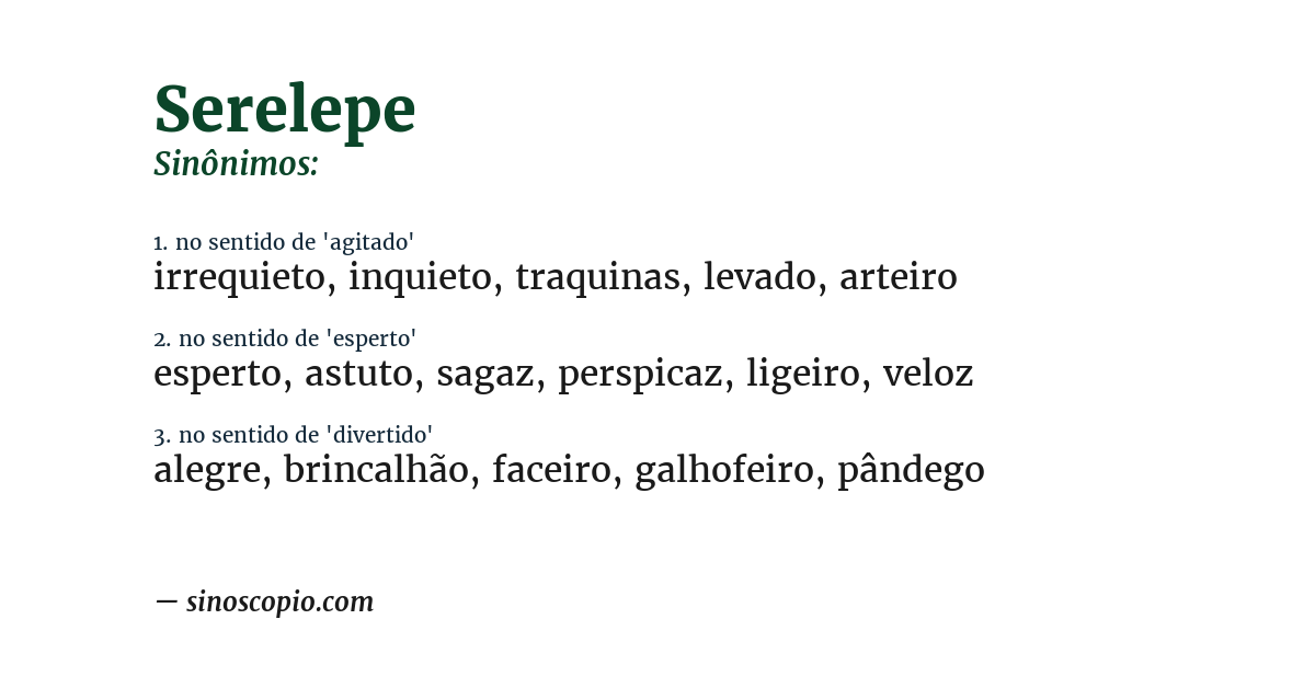 Sinônimo de serelepe