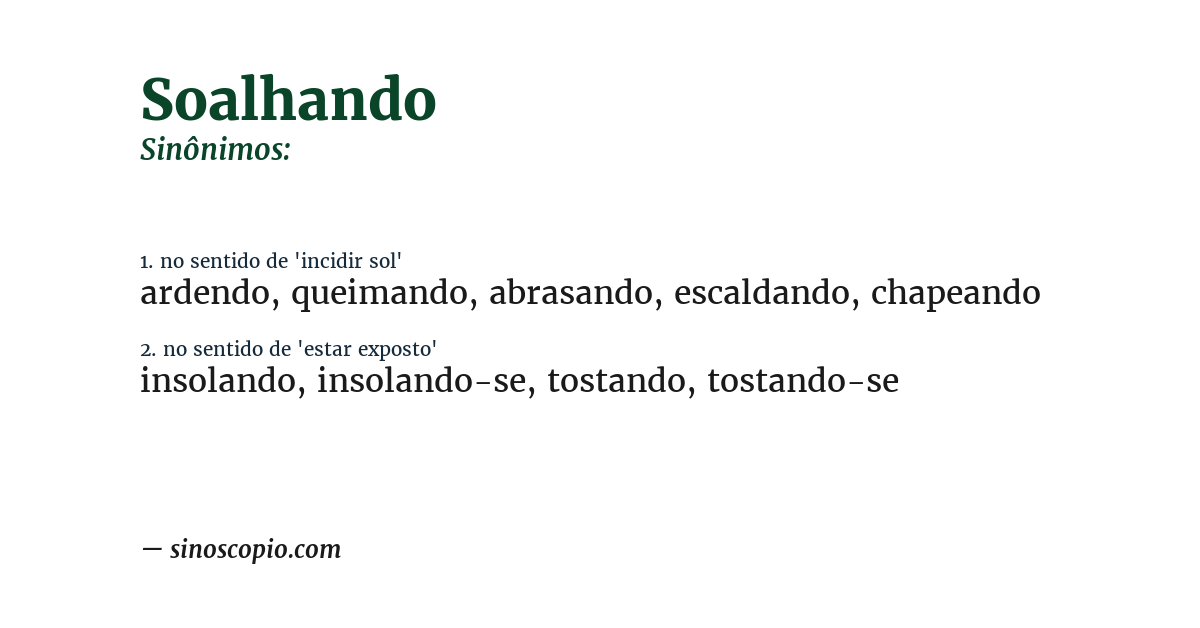 Sinônimo de soalhando
