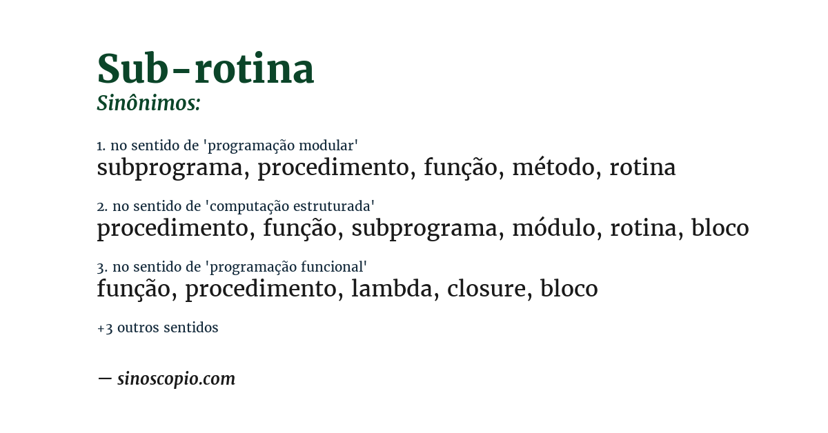 Sinônimo de sub-rotina
