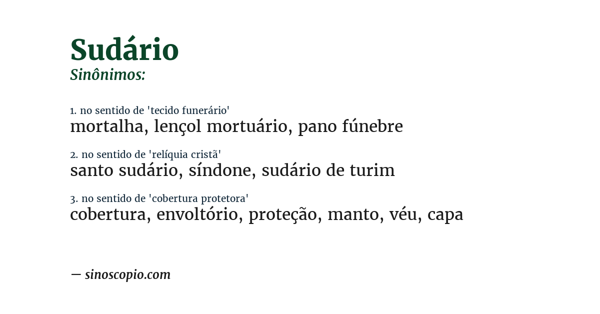 Sinônimo de sudário