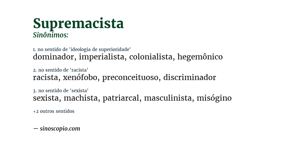 Sinônimo de supremacista