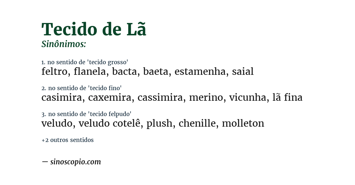 Sinônimo de tecido de lã