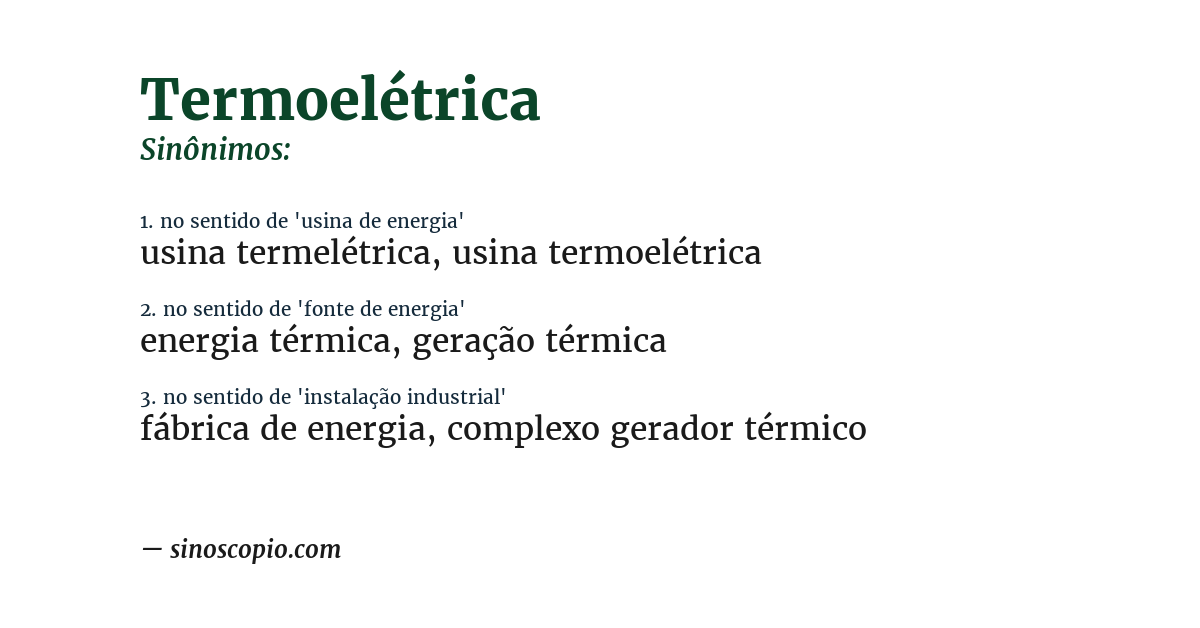 Sinônimo de termoelétrica