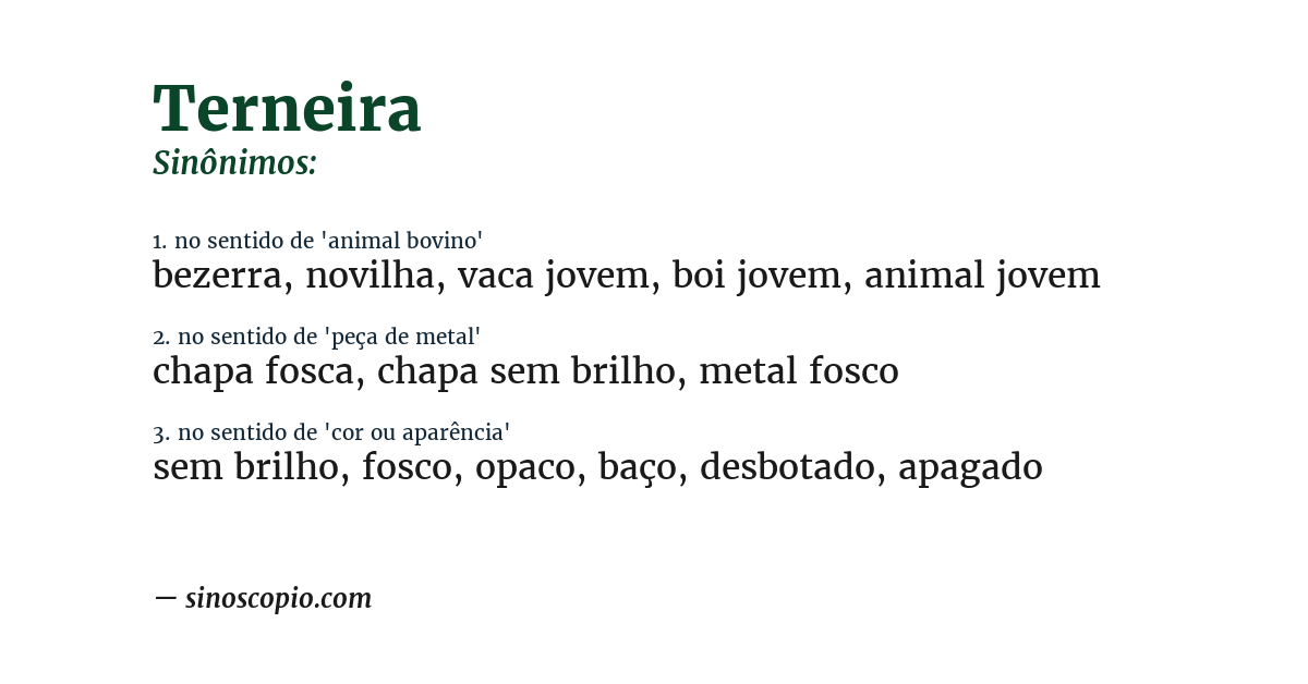 Sinônimo de terneira