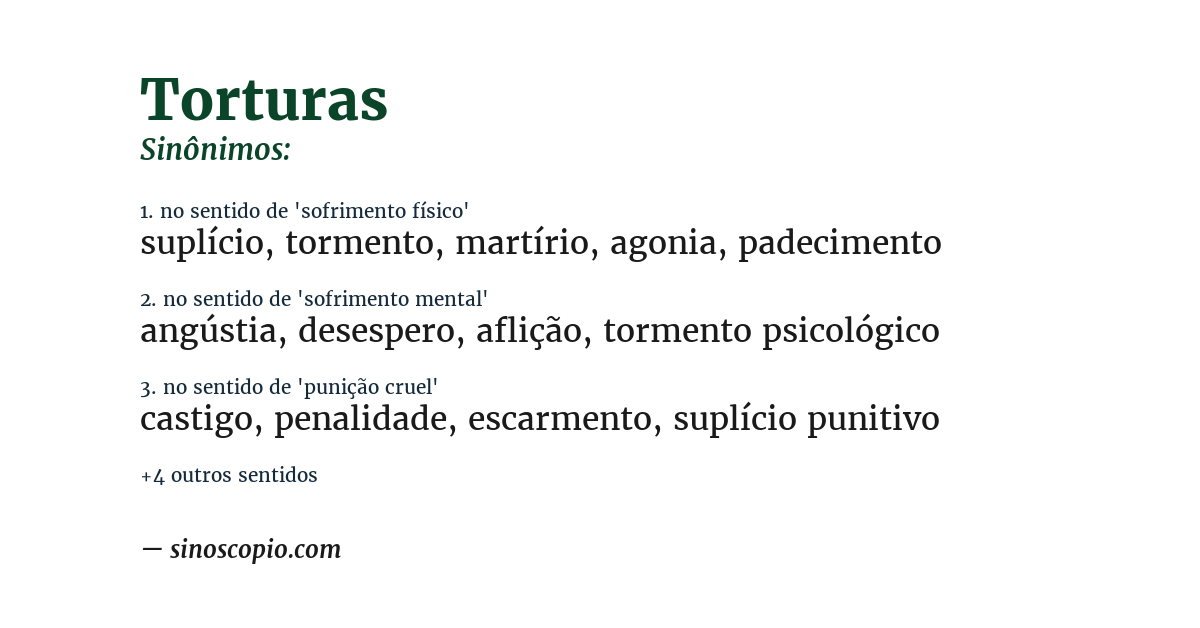 Sinônimo de torturas