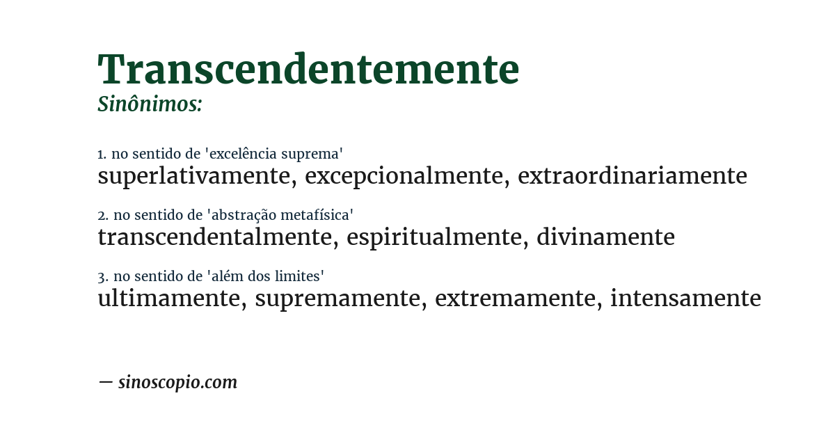 Sinônimo de transcendentemente