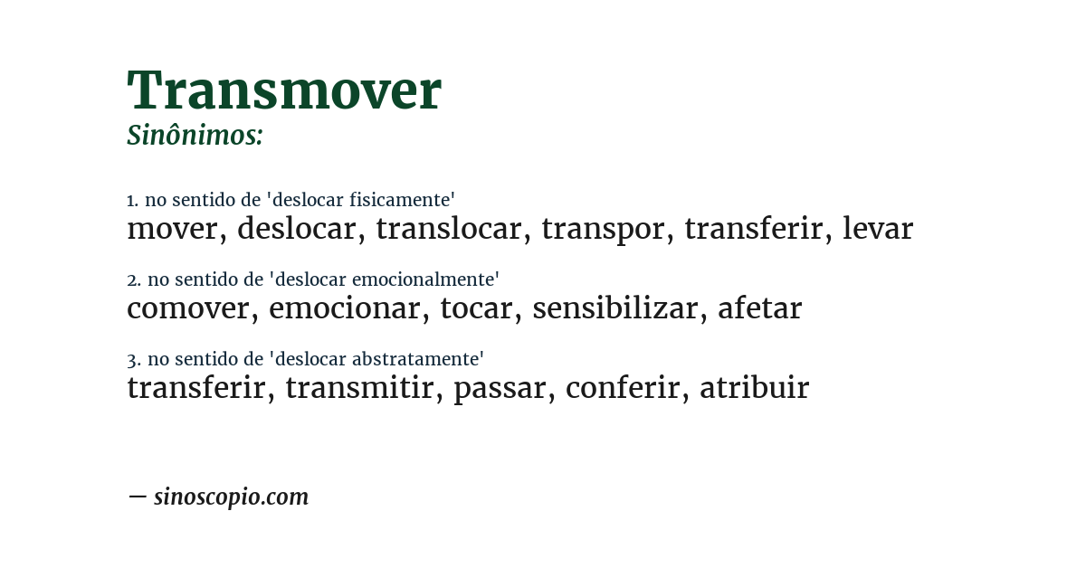 Sinônimo de transmover