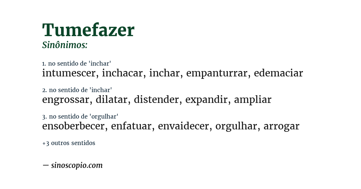 Sinônimo de tumefazer