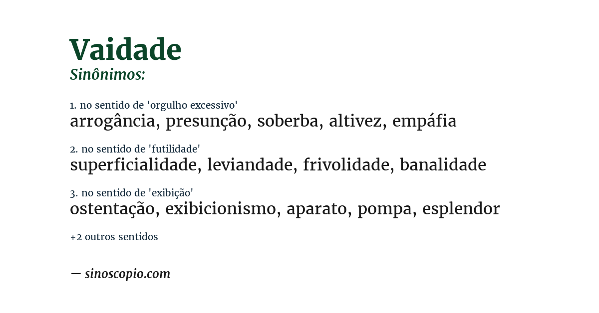 Sinônimo de vaidade