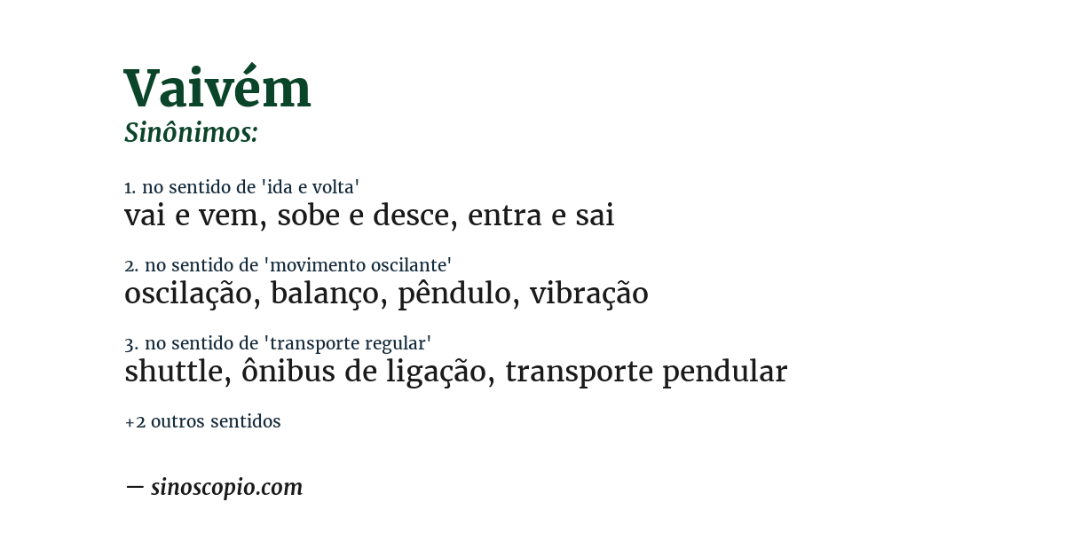 Sinônimo de vaivém