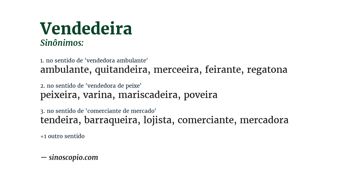 Sinônimo de vendedeira