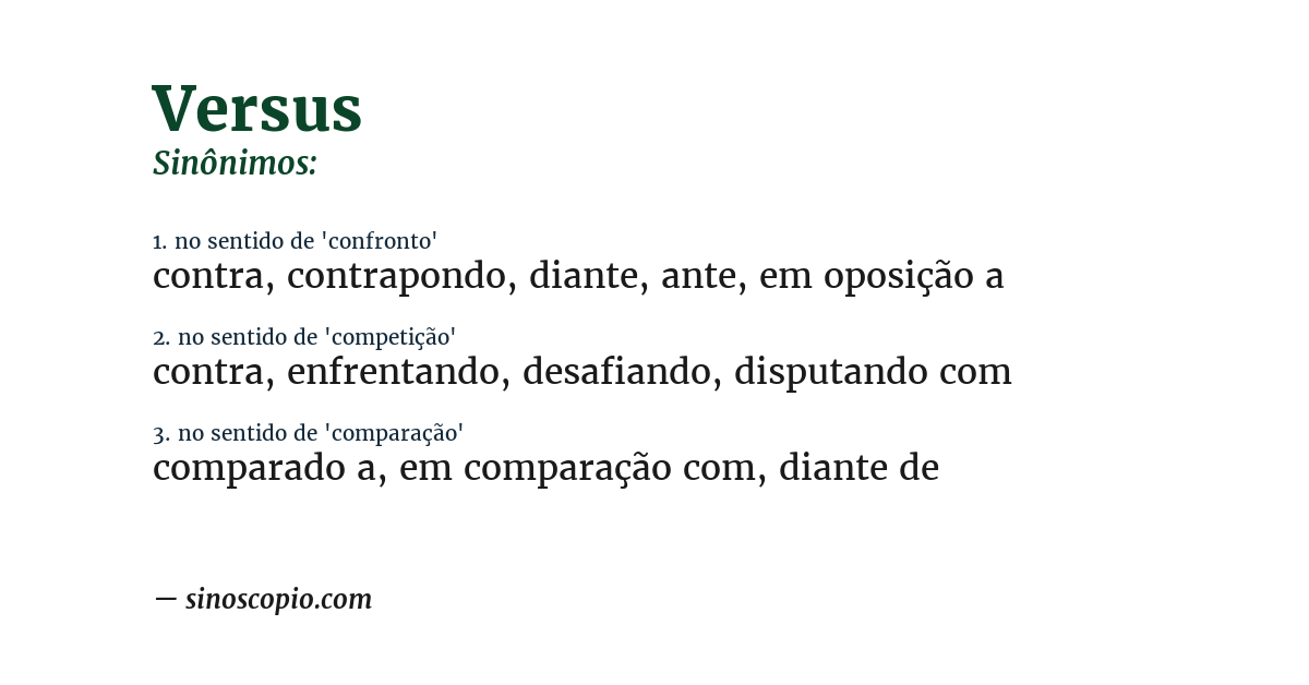 Sinônimo de versus