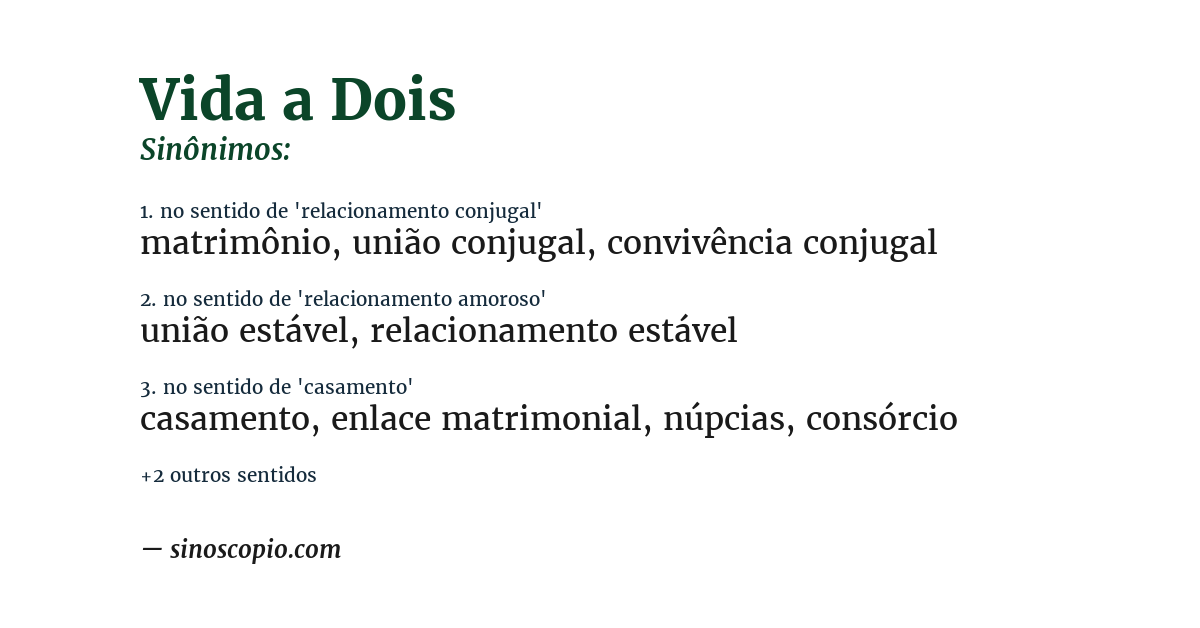 Sinônimo de vida a dois