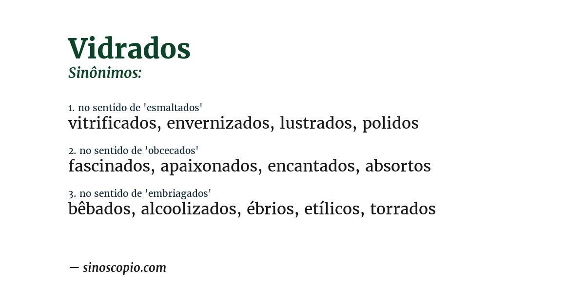Sinônimo de vidrados