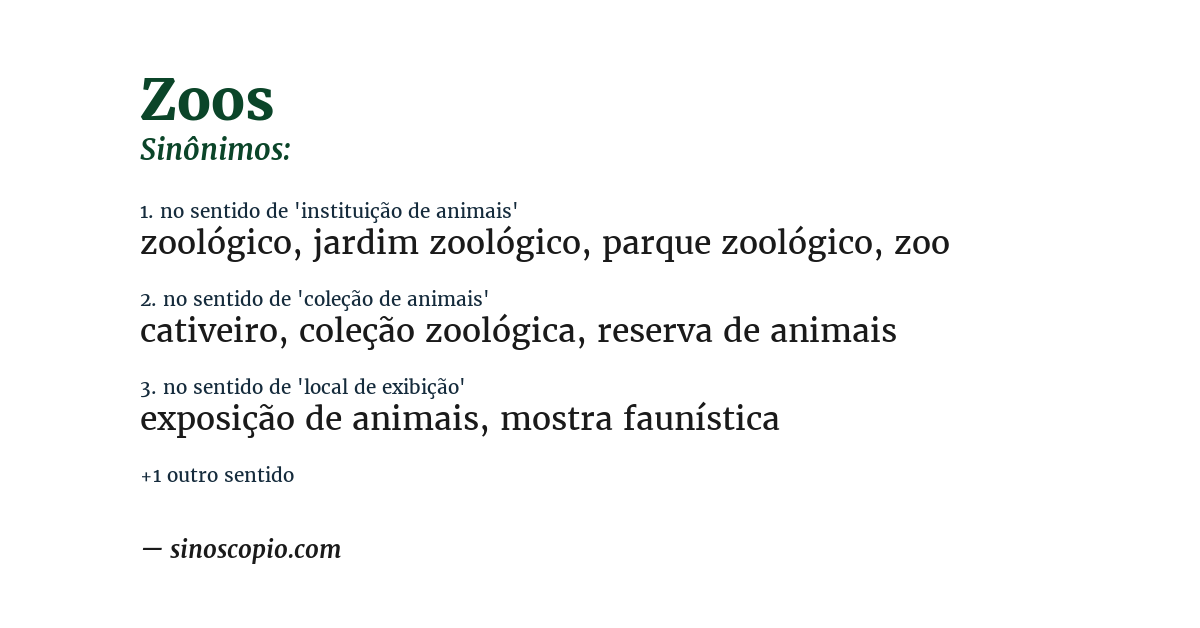 Sinônimo de zoos