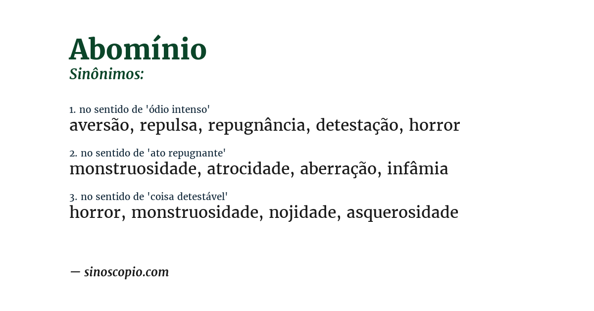 Sinônimo de abomínio
